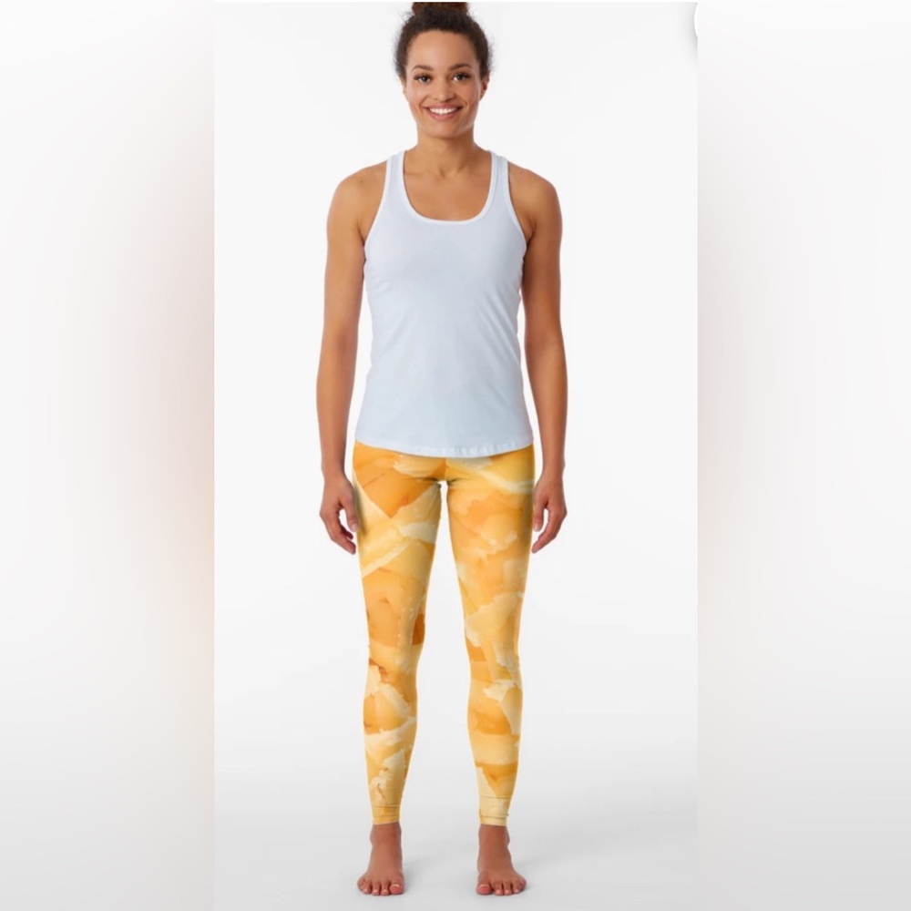 Orange grated cheese print leggings - size XL (equiv to size 12)